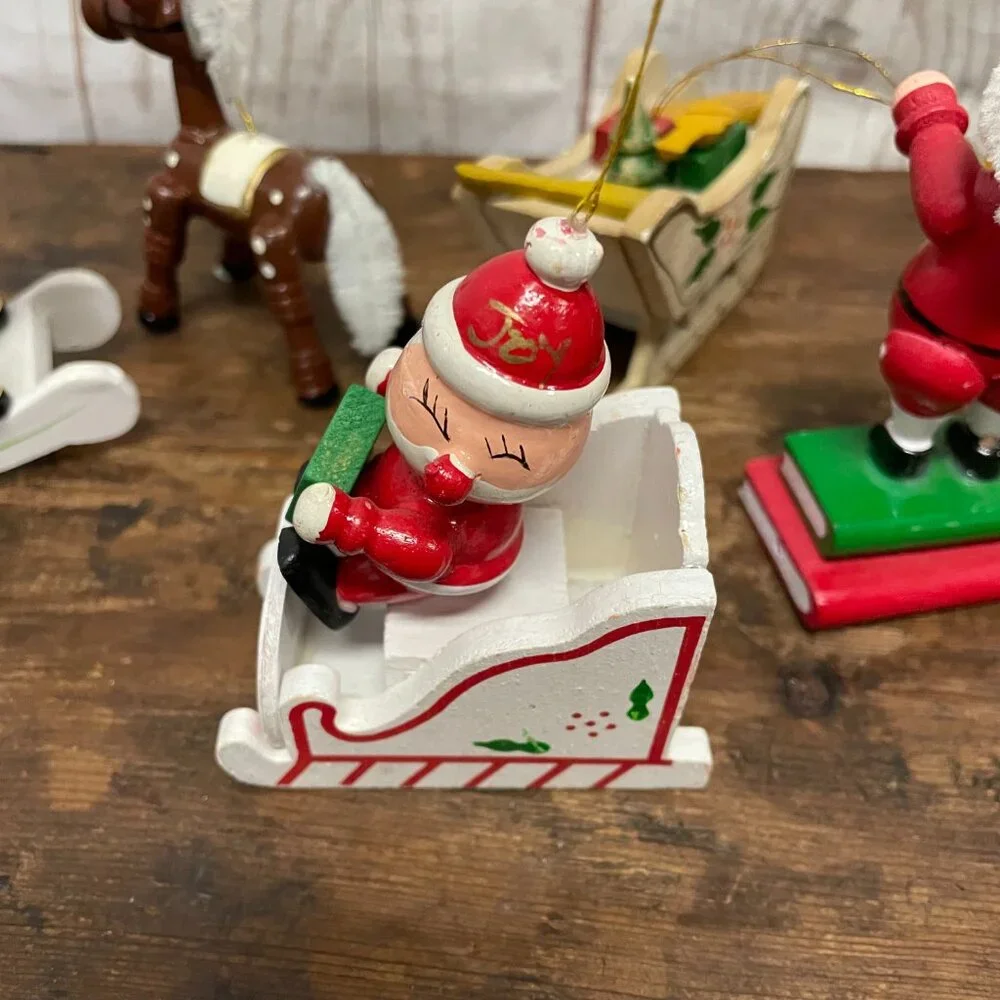 Lot of 6 Vintage Wooden Christmas ornaments